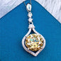 Yellow Moissanite Pendant Necklace - 5-6 Carat Brilliant Cut in 925 Sterling Silver
