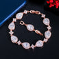 Sparkly Pear Cut Cubic Zirconia Tennis Bracelet - Rose Gold Copper