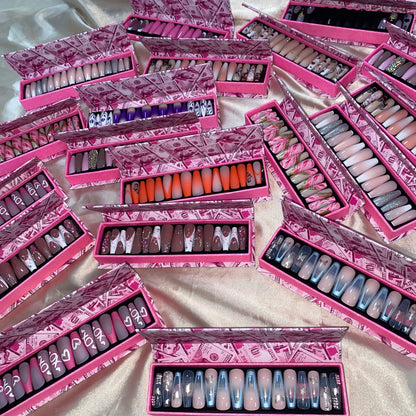 Handmade Pink Gel Press-On Nails - Custom Decoration Design (Wholesale Available)