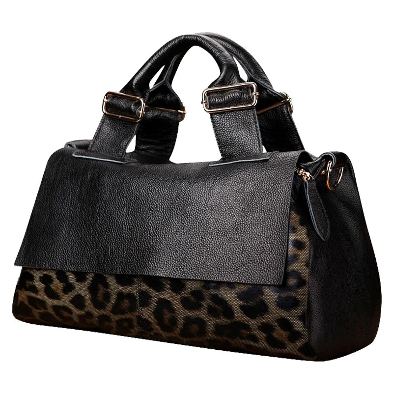 Large Leopard Print Capacity Soft Leather Shoulder Crossbody Tote