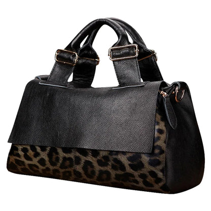 Large Leopard Print Capacity Soft Leather Shoulder Crossbody Tote