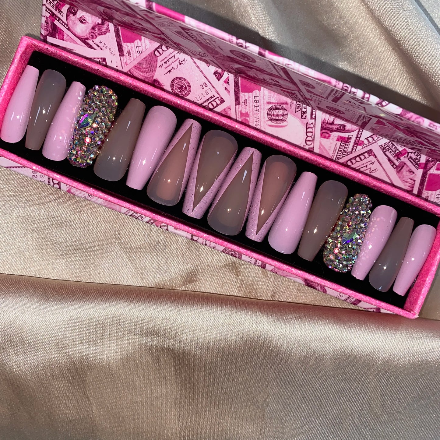 Handmade Pink Gel Press-On Nails - Custom Decoration Design (Wholesale Available)