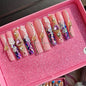 XL Glittery Rhinestone Press-On Nails - 50mm Long Full Cover Artificial Nails
