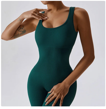 Seamless Yoga Jumpsuit Backless Workout Romper
