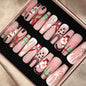 Pink Luxury Press-On Nails - Middle Oval French White ABS Acrylic Artificial Nails