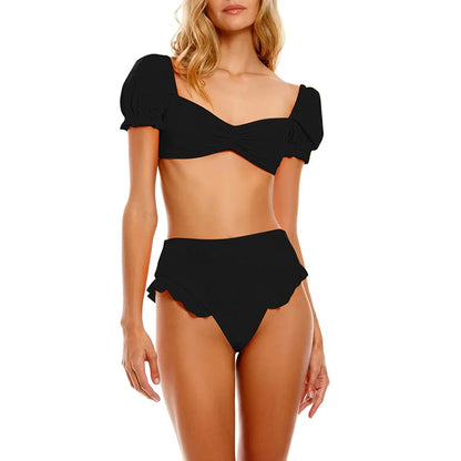 Women's Puff Sleeve Bikini Set - Two Piece Swimsuit
