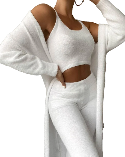 Fuzzy Fleece Set with Robe - 3-Piece Cozy Lounge Wear
