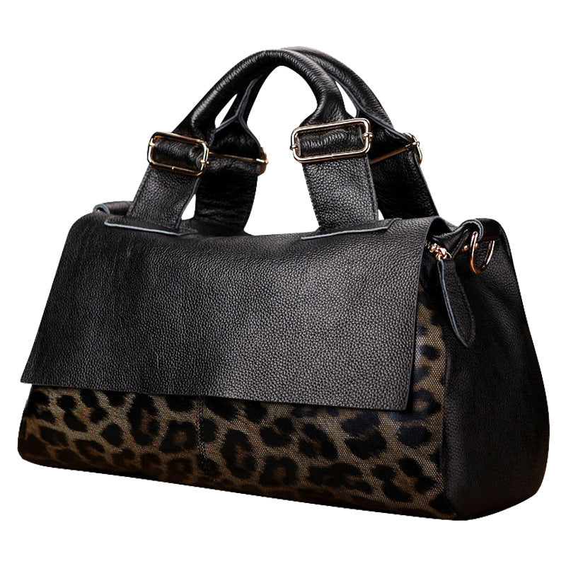 Large Leopard Print Capacity Soft Leather Shoulder Crossbody Tote