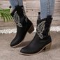 Retro Western Cowboy Genuine Leather Mid-Calf Riding Boots