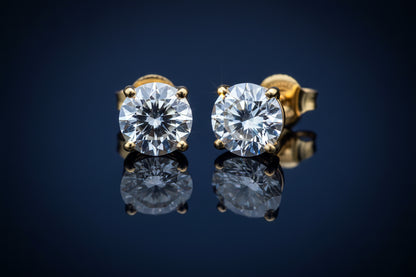 Moissanite Stud Earrings - 925 Sterling Silver Screw Back (0.5ct-2ct)