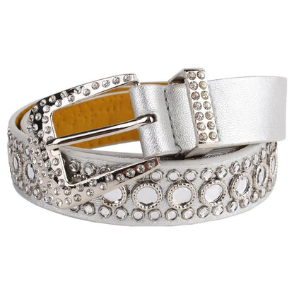 Crystal Rhinestone Belt Cowboy Cowgirl PU Leather Waist Belt