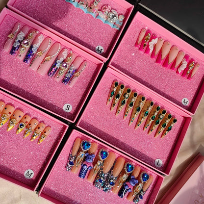 Pink Luxury Press-On Nails - Middle Oval French White ABS Acrylic Artificial Nails