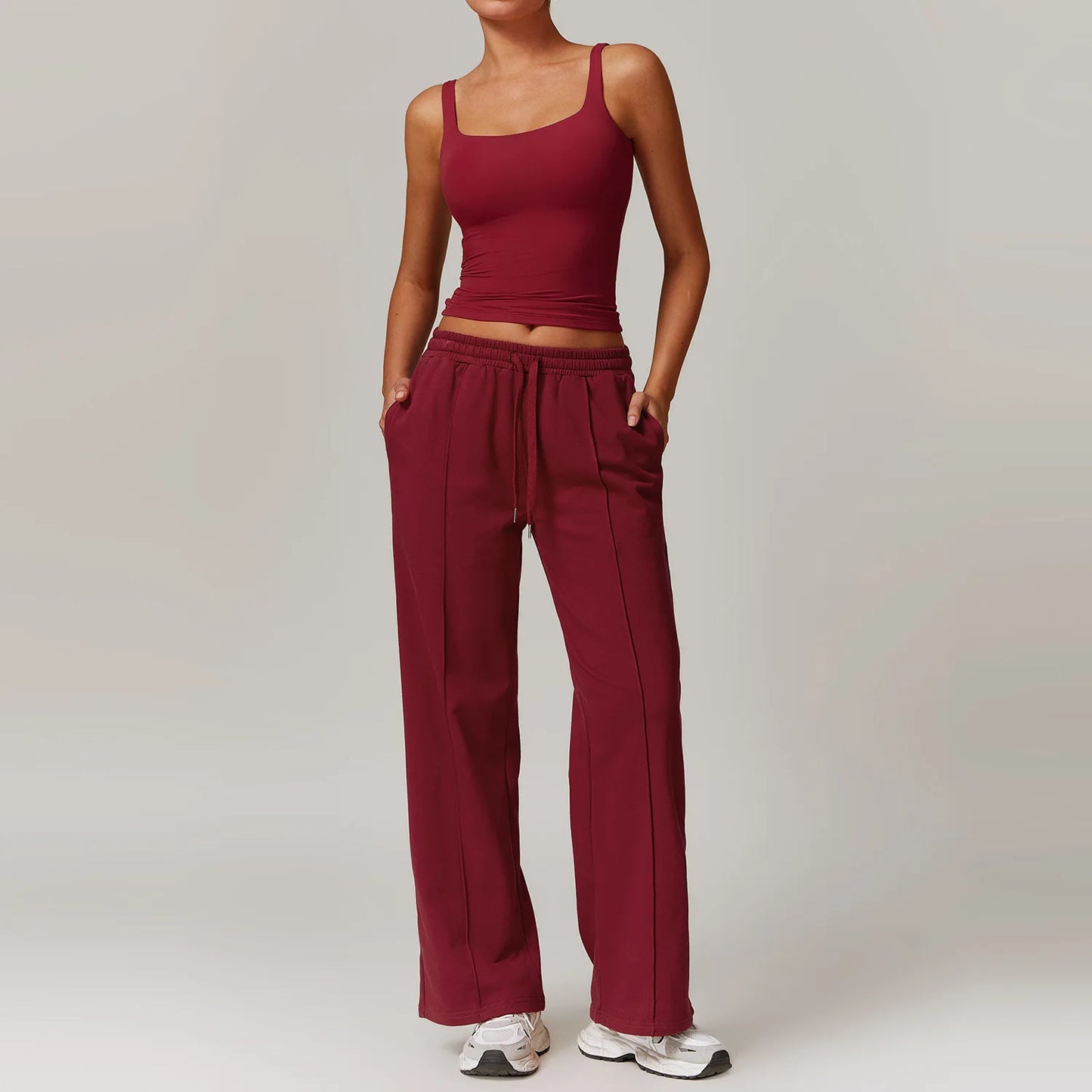 2-Piece Athletic High Waist Joggers & Sports Bra