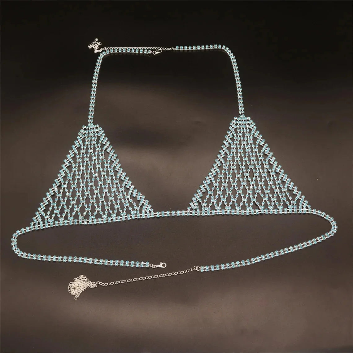 Rhinestone Body Chain Set - Blue Tassel Crystal Bikini Jewelry