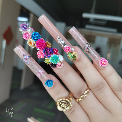 Luxury Rhinestone Press-On Nails - Designer Brand Style Acrylic (24 Pieces)