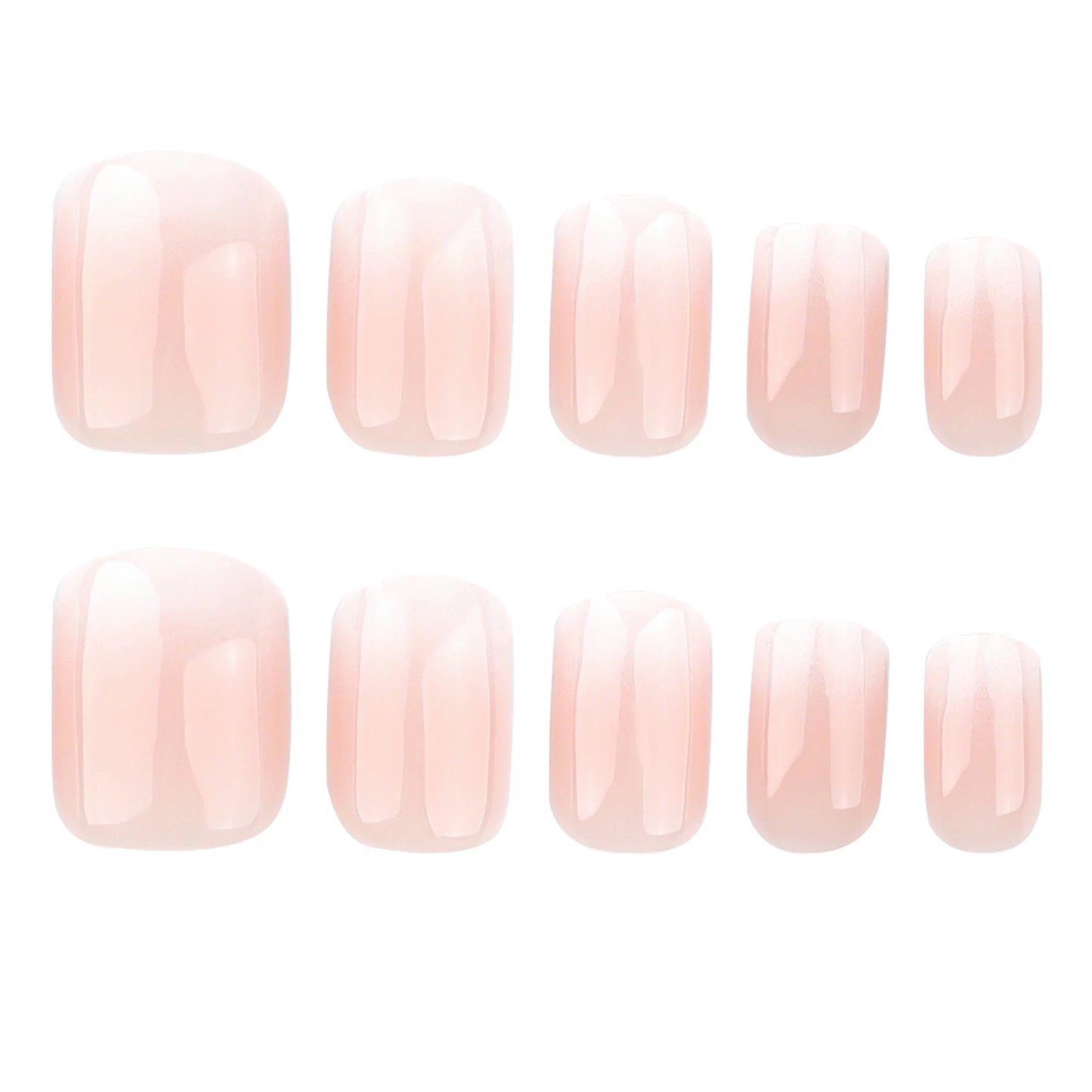 Nude Pink Gradient Press-On Nails - Short Almond Acrylic (24 Pieces)