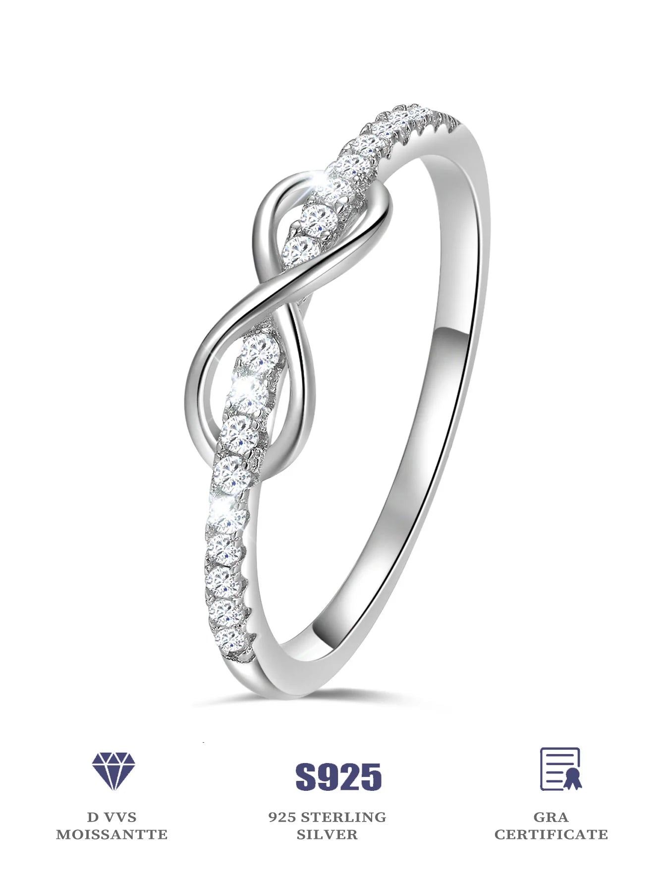 Lab-Grown Diamond Ring - 925 Sterling Silver Moissanite Ladies Ring