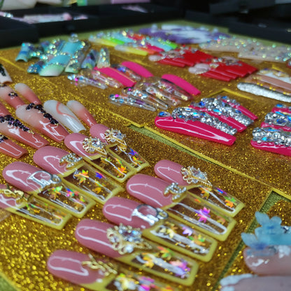 Luxury Rhinestone Press-On Nails - Designer Brand Style Acrylic (24 Pieces)