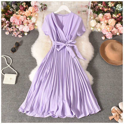 Side Zip Belt Dress with Lace-Up Bow Detail