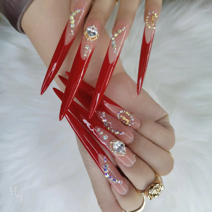 Luxury Rhinestone Press-On Nails - Designer Brand Style Acrylic (24 Pieces)