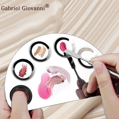 Stainless Steel Makeup Mixing Palette with Spatula - Professional Cosmetic & Nail Art Tool