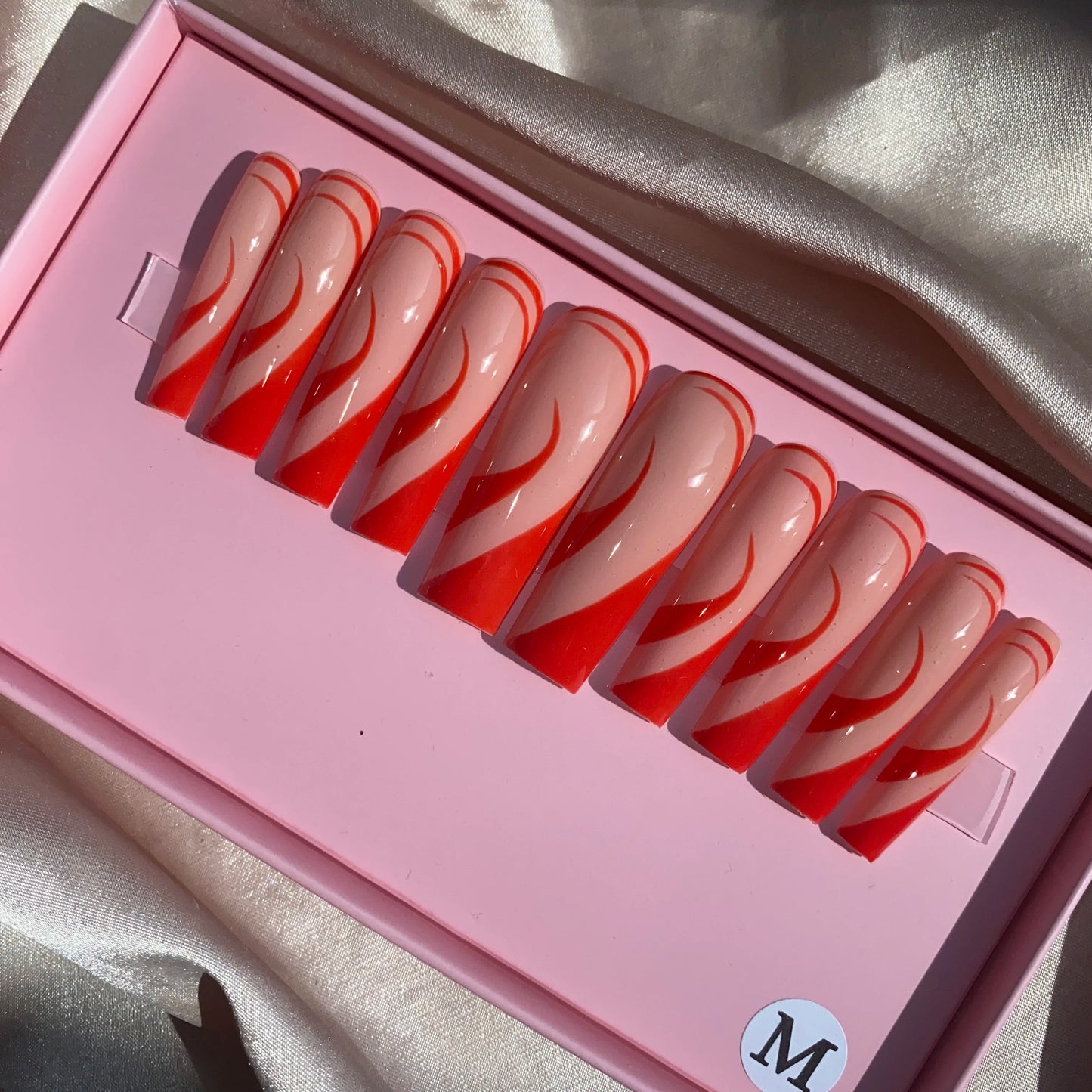 XL Glittery Rhinestone Press-On Nails - 50mm Long Full Cover Artificial Nails