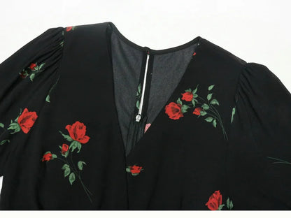 Floral French Retro Dress - Casual Chiffon Summer Dress