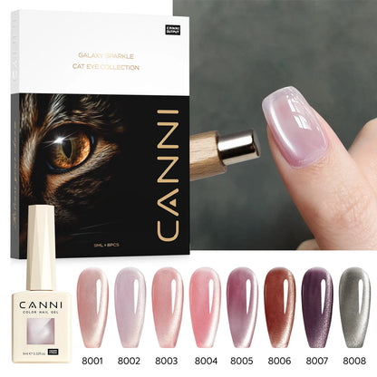 Cat Eye Gel Polish Set - 8 HEMA-Free UV Gel Colors for Magnetic Nail Art