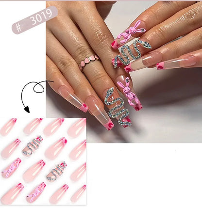 French Style Press-On Nails - 24 Piece Acrylic Artificial Nail Set