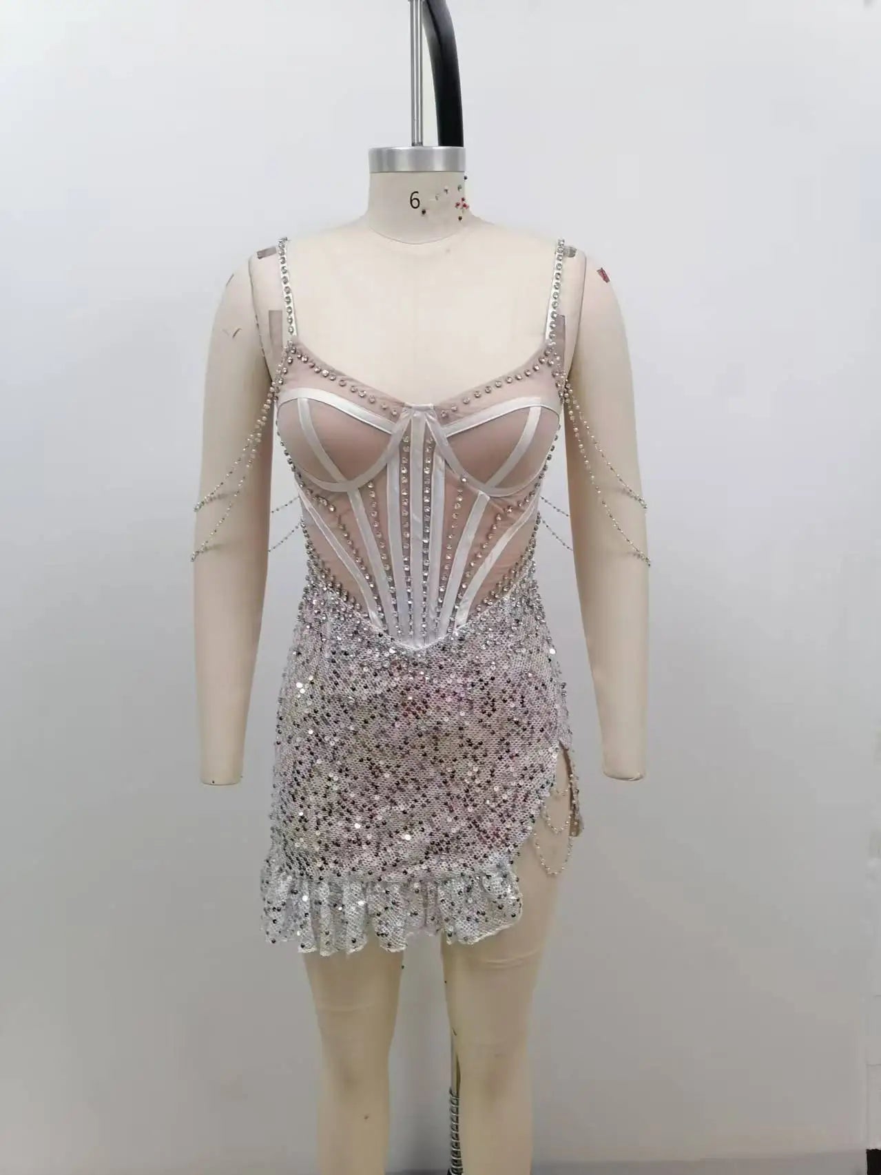 Sequined Mini Party Dress - Sleeveless Beaded Cocktail Dress