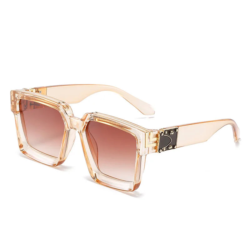 Oversized Square Sunglasses - Leopard Print UV400 Protection