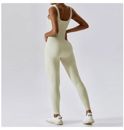 Seamless Yoga Jumpsuit Backless Workout Romper