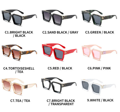 Oversized Square Sunglasses - Leopard Print UV400 Protection