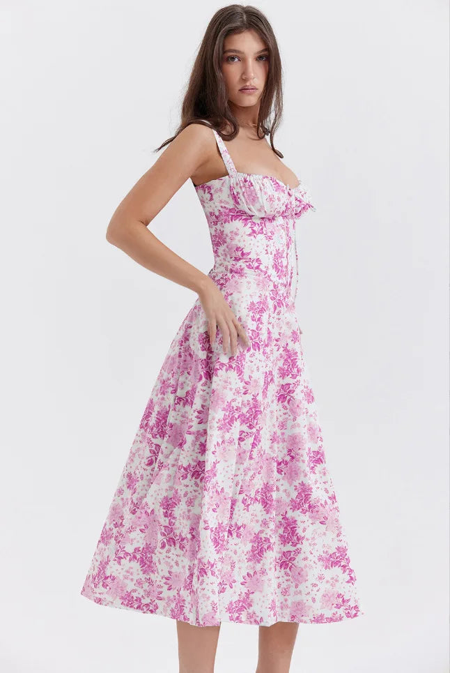 Pleated Spaghetti Strap Maxi Dress