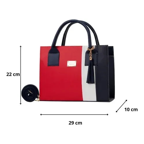 Red Leather Crossbody Chain Detail Shoulder Bag with RFID Protection