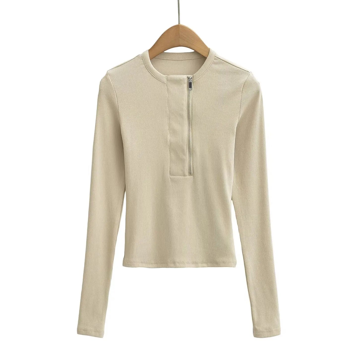 Women's Snake Bone Pattern Half Zip Shirt - Retro Long Sleeve Slim Fit Casual Top