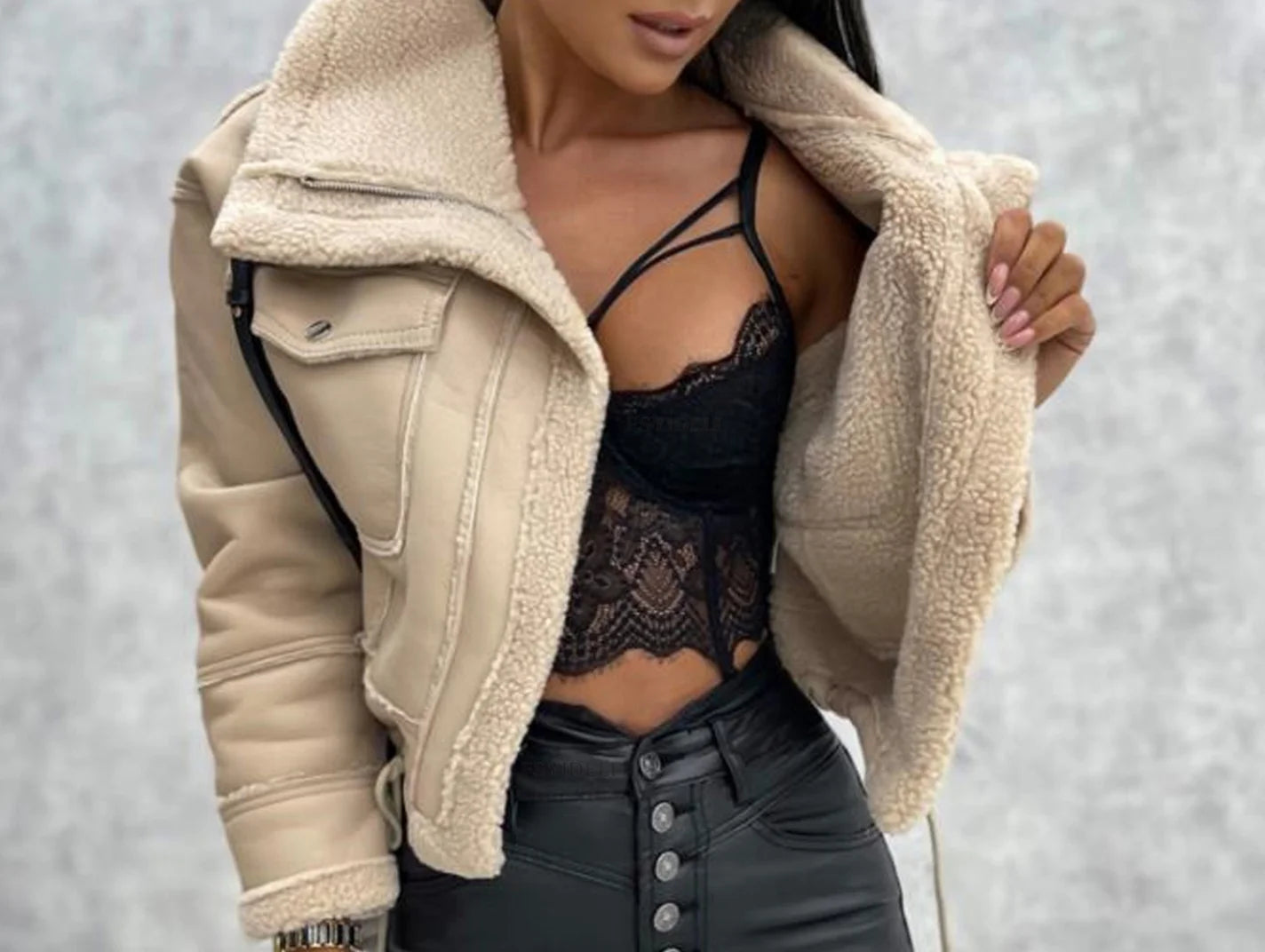 Patchwork Winter Jacket - Casual Zipper Long Sleeve Coat