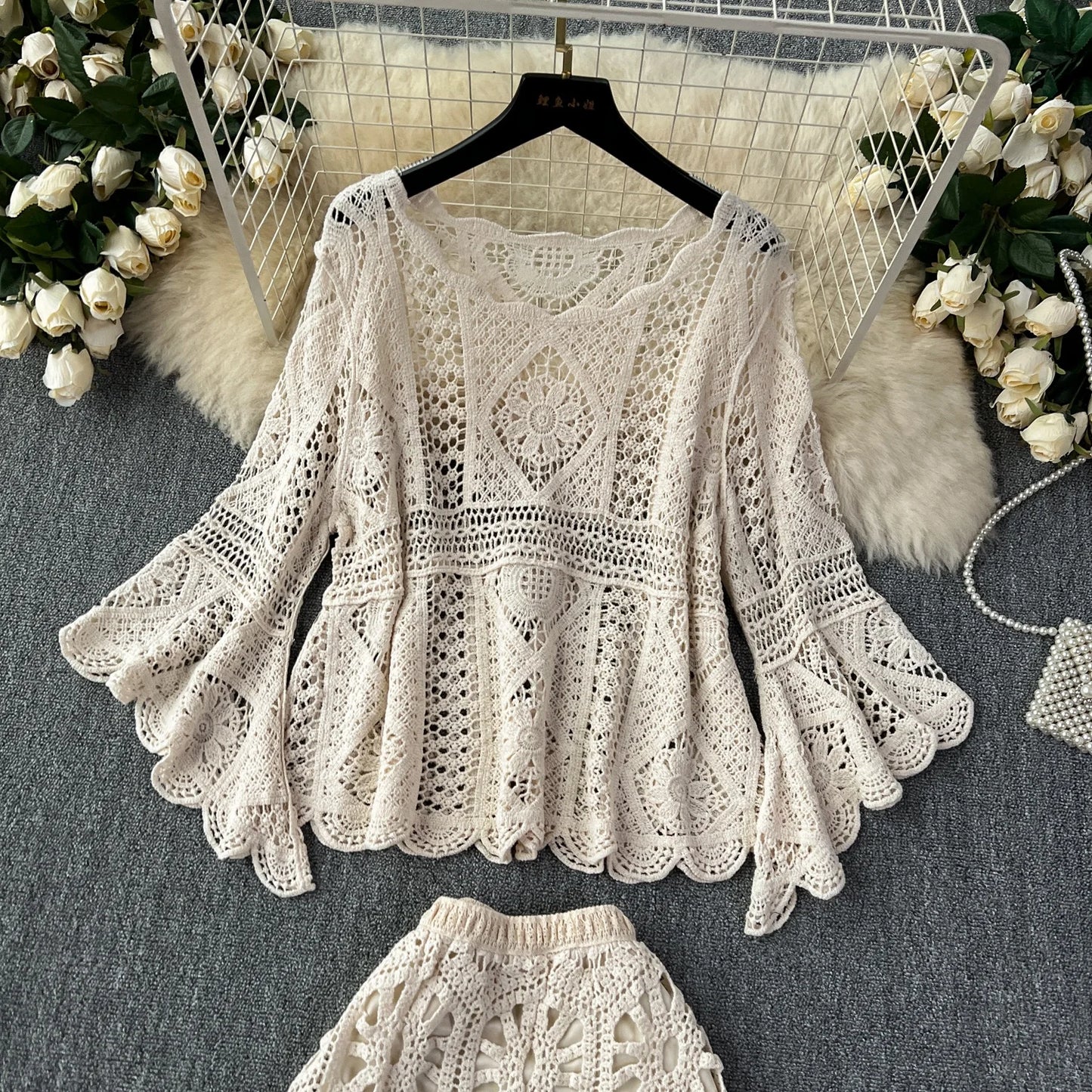 Loose Knit Top & High-Waist Fishtail Skirt