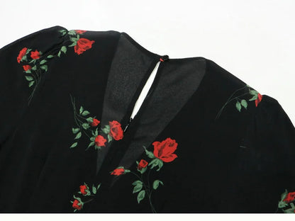 Floral French Retro Dress - Casual Chiffon Summer Dress