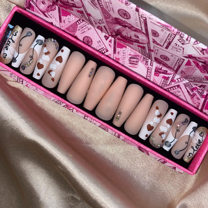 Handmade Pink Gel Press-On Nails - Custom Decoration Design (Wholesale Available)