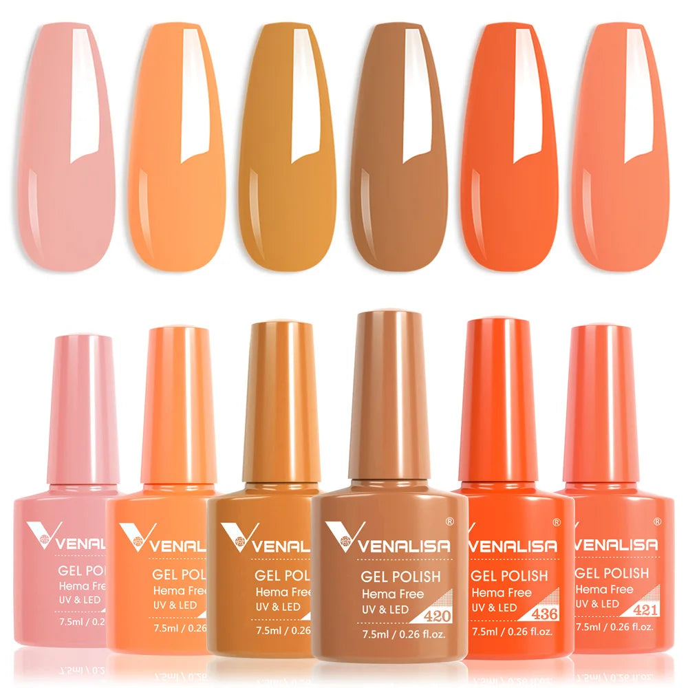 Venalisa Gel Nail Polish 6-Piece Kit - Red & Nude French Manicure Starter Set
