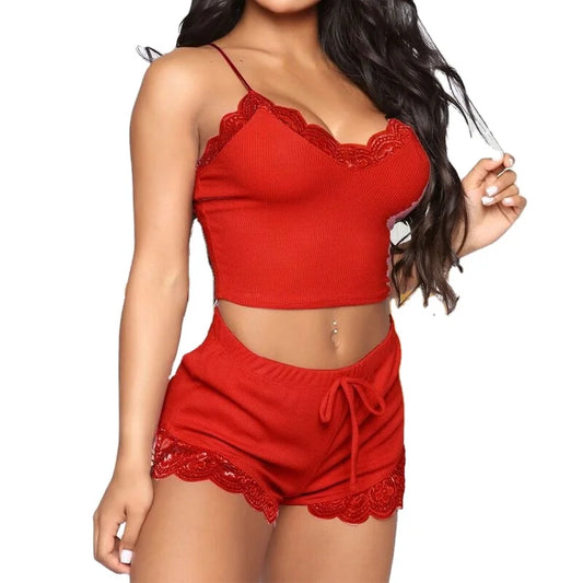 Silk Satin Pajama Casual Knitted Sleepwear Set