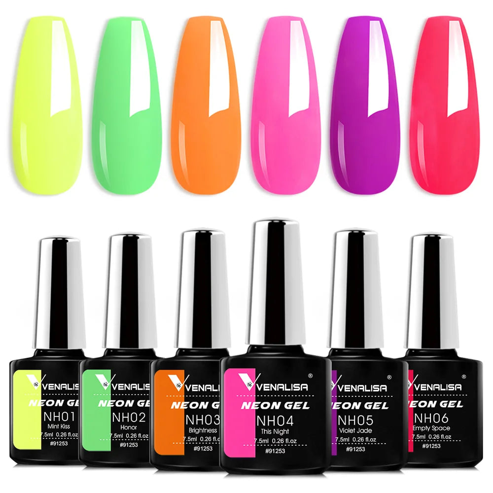 Venalisa Gel Nail Polish 6-Piece Kit - Red & Nude French Manicure Starter Set