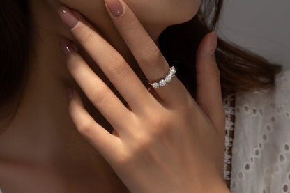 S925 Silver Jewelry Set - 4-Piece Diamond Flower Collection