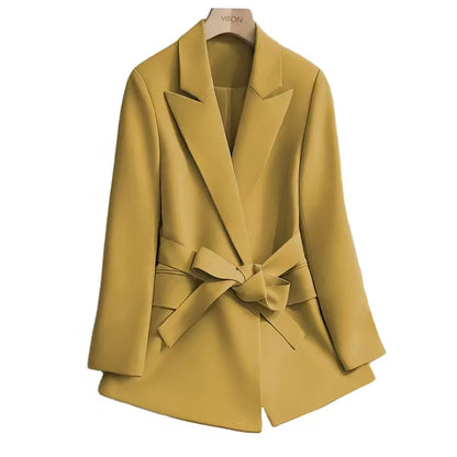 Lace-Up Belt Blazer - Korean Style Slim Fit Suit Jacket