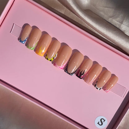 XL Glittery Rhinestone Press-On Nails - 50mm Long Full Cover Artificial Nails