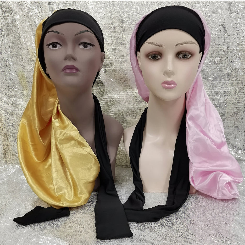 Silk Satin Sleeping Bonnet - Adjustable Long Hair Bonnet for Women