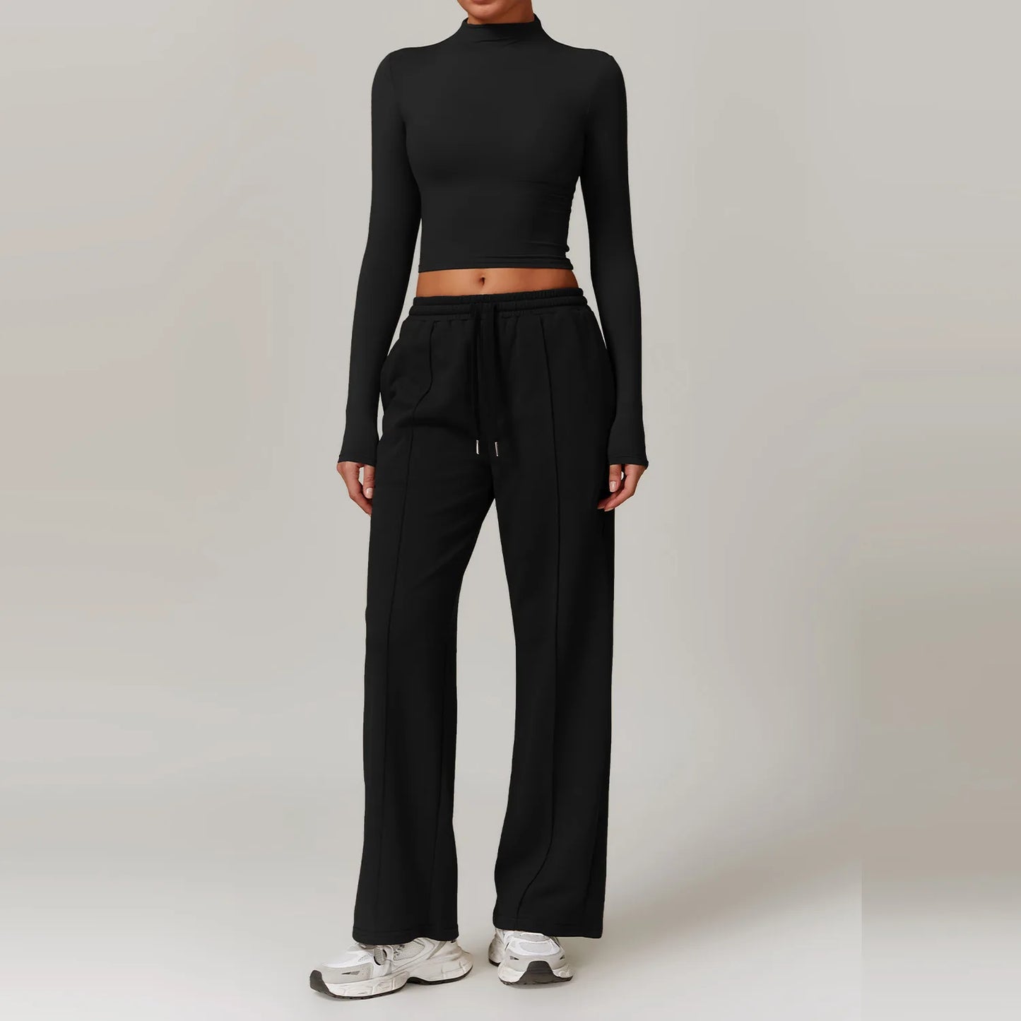 2-Piece Athletic High Waist Joggers & Sports Bra