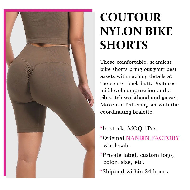 4 Inch High Waisted Biker Shorts - Contour Nylon Yoga Cycling Shorts
