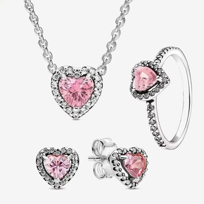 Sparkling Heart 925 Sterling Silver with Colorful Zircon